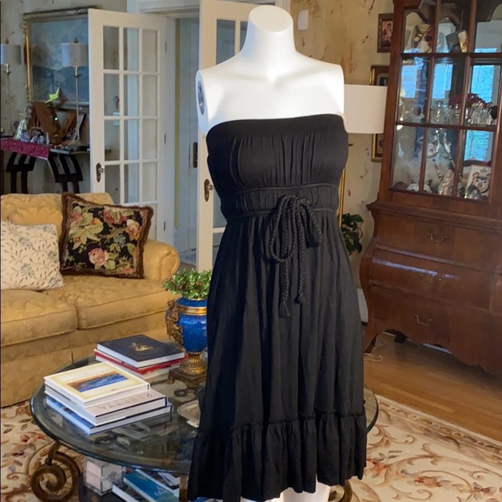 Strapless black cotton sundress